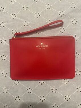kate spade New York Red Leather Wristlet Pouch